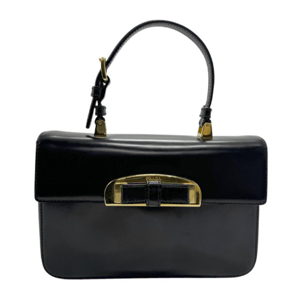 Prada Bow Detail Top Handle Shoulder Bag Black